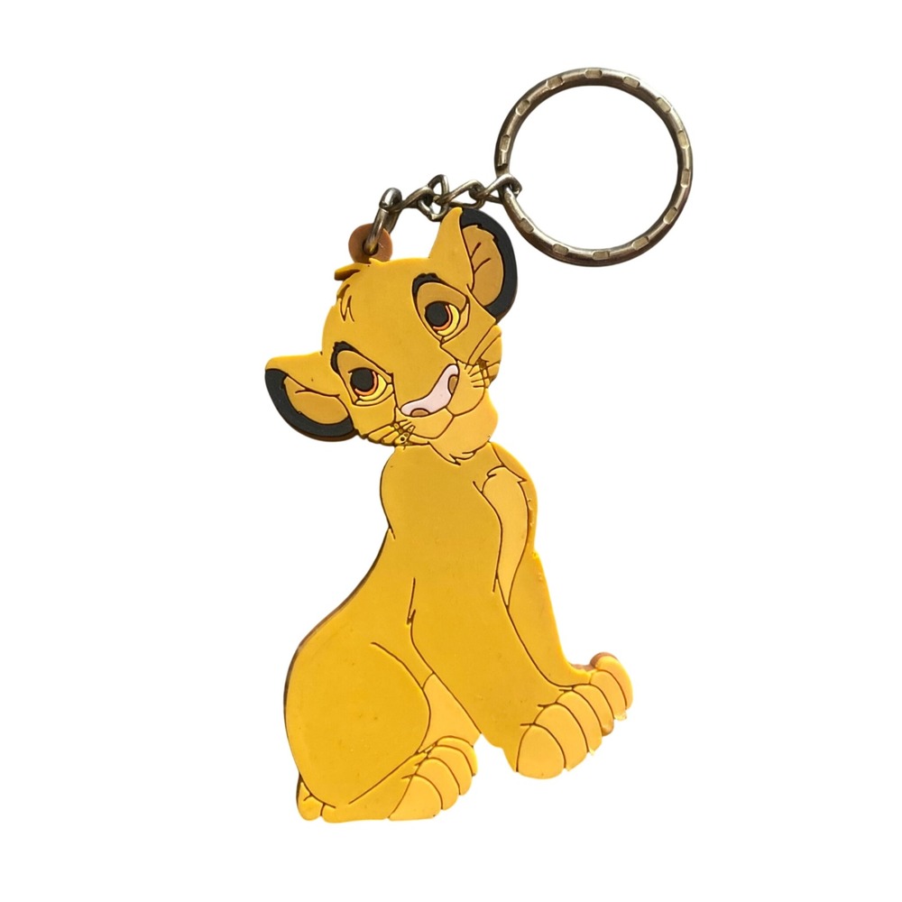 Disney Lion King Simba Rubber Keychain Yellow Lion Cub Charm Movie Memorabilia
